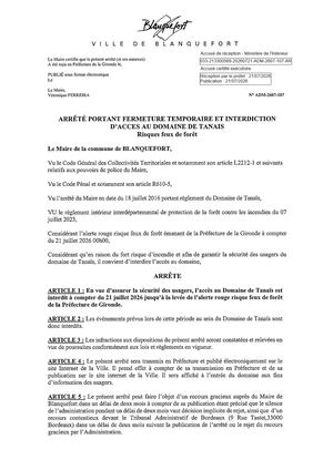 Adm 2607 107 Arr Fermeture Tanais Feu De Forêt Pref