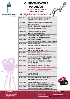 Programme Cinéma du 21 Juillet 9 Août 2026