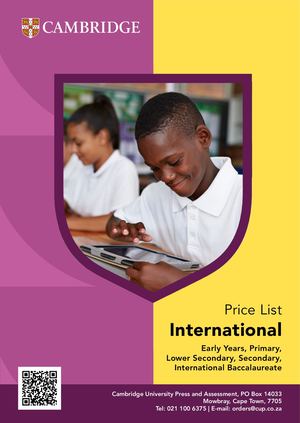 Cambridge International Early Years, Primary And Lower Secondary Combined Print Cover