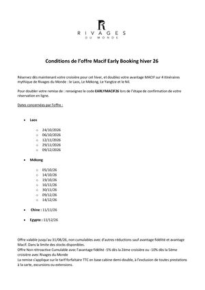 Conditions Offre Early Booking Macif 2026