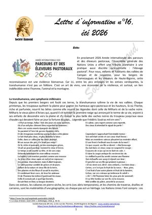 Lettre Info Société Ramond n°16 été 2026