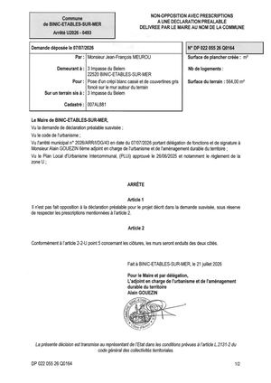 DP 26 Q 0164 - Arrêté