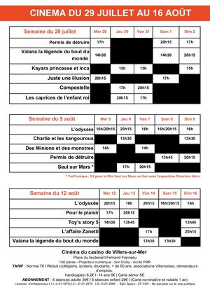 Programme Cinéma du 26 juillet au 16 août
