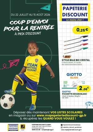 Papeterie Discount Guadeloupe - Coup d'envoi pour La Rentree à Prix Discount !