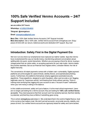 100% Safe Verified Venmo Accounts – 24 7 Support Included