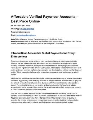 Affordable Verified Payoneer Accounts – Best Price Online