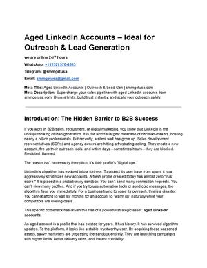 Aged Linked In Accounts – Ideal For Outreach & Lead Generation