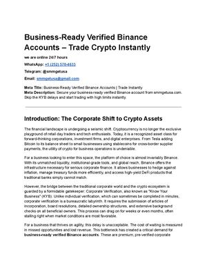 Business Ready Verified Binance Accounts – Trade Crypto Instantly