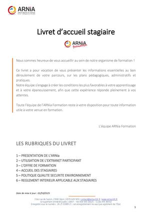Livret Accueil Stagiaire Et Reglement Interieur