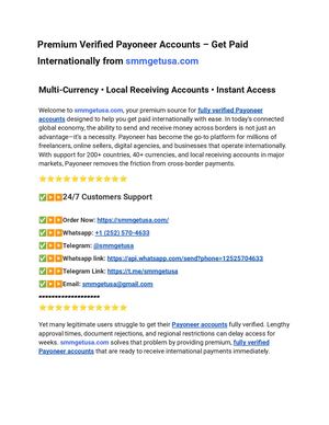 Premium Verified Payoneer Accounts – Get Paid Internationally From Smmgetusa
