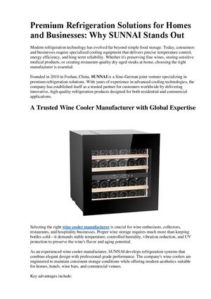 Premium Refrigeration Solutions For Homes And Businesses Why Sunnai Stands Out