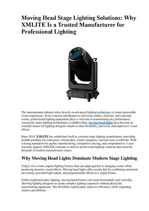 Moving Head Stage Lighting Solutions Why Xmlite Is A Trusted Manufacturer For Professional Lighting