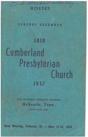 1942 Minutes of the General Assembly Cumberland Presbyterian Church