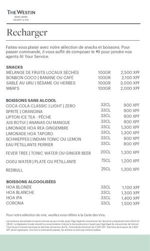 Mini Bar Menu FR