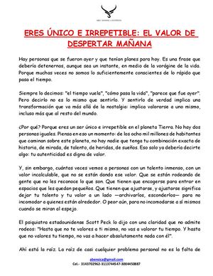 Eres ÚNico E Irrepetible