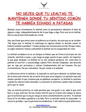 Lealtad Y Sentido Comun