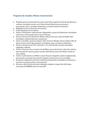 Programa De Estudios Mexico Revolucionario Nem