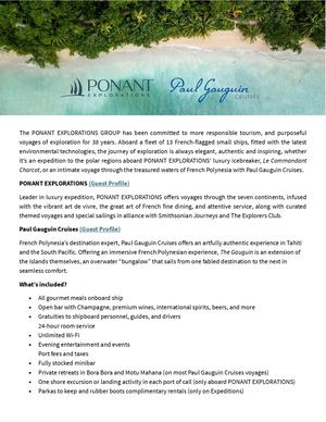 Basics Ponant Explorations And Paul Gauguin Cruises