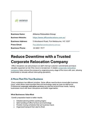 Reduce Downtime With A Trusted Corporate Relocation Company