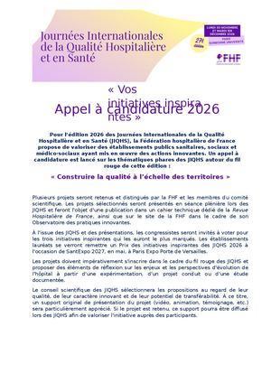 JIQHS 2026 - Appel à communication libre