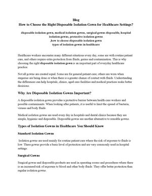How To Choose The Right Disposable Isolation Gown For Healthcare Settings