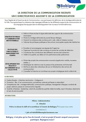 Directeur·trice Adjoint·e De La Communication