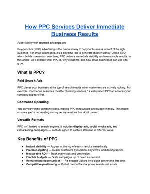 How Ppc Services Deliver Immediate Business Results