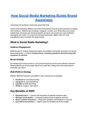 How Social Media Marketing Builds Brand Awareness