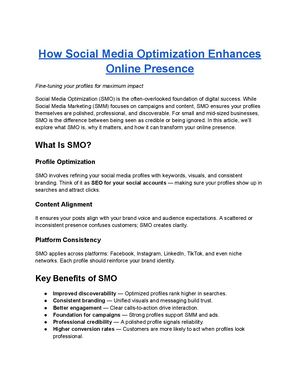 How Social Media Optimization Enhances Online Presence