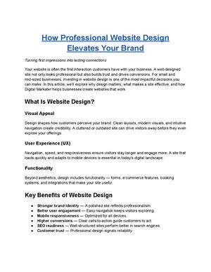 How Professional Website Design Elevates Your Brand