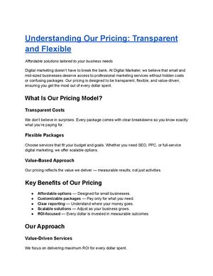 Understanding Our Pricing Transparent And Flexible