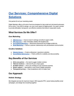 Our Services Comprehensive Digital Solutions