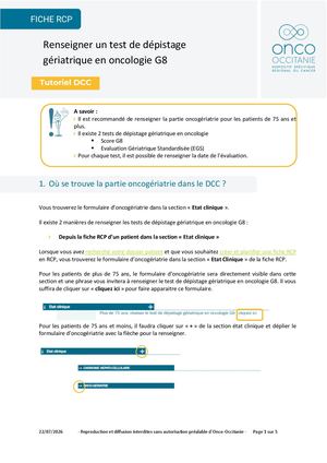 Renseigner Un Test De Dépistage Gériatrique En Oncologie G8