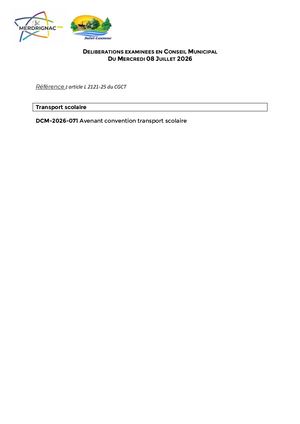 Liste Des Délibérations Examinées En Conseil Municipal 08 07 2026