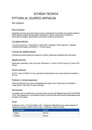 Scheda Tecnica Pittura Quarzo Antialga
