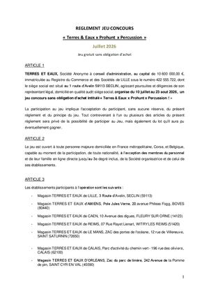 RÉGLEMENT JEU CONCOURS PERCUSSION JUILLET 2026