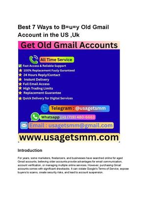 Best 7 Ways To B=u=y Old Gmail Account In The Us ,Uk