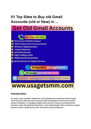 01 Top Sites To Buy Old Gmail Accounts (Old Or New) In