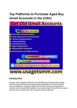Top Platforms To Purchase Aged Buy Gmail Accounts In The (Usa)