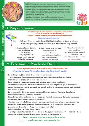 17e dimanche du Temps ordinaire - Année A