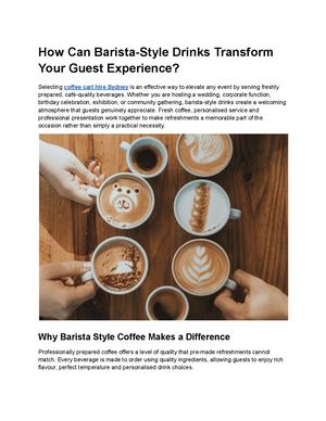 How Can Barista Style Drinks Transform Your Guest Experience