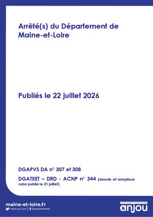 22 Juillet 2026 Arrêtés PVS 307 et 308 ACNP 344