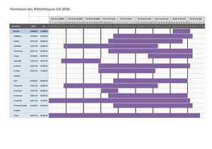 Calendrier Fermetures Ete 2026