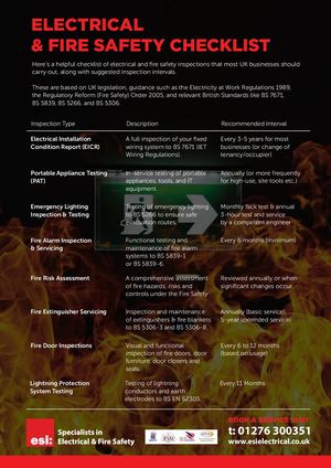 ESI Electrical And Fire Safety Checklist A4