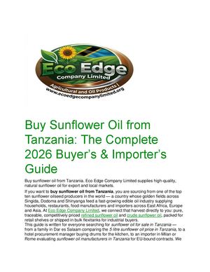 Buy Sunflower Oil From Tanzania - Eco Edge Company Limited
