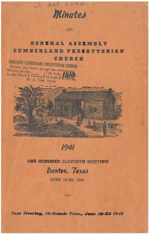 1941 Minutes of the General Assembly Cumberland Presbyterian Church