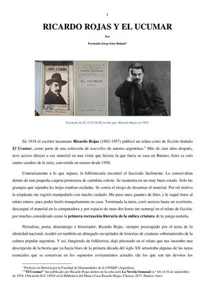 Ricardo Rojas Y El Ucumar