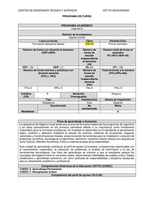 Programa Algebra Lineal2026
