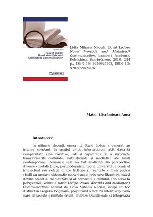Recenzie Lidia Mihaela Necula, David Lodge: Novel Wor(l)ds and Media(ted) Communication