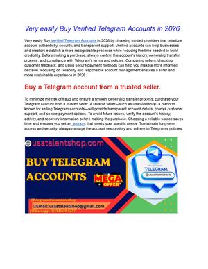 Very Easily Buy Verified Telegram Accounts In 2026